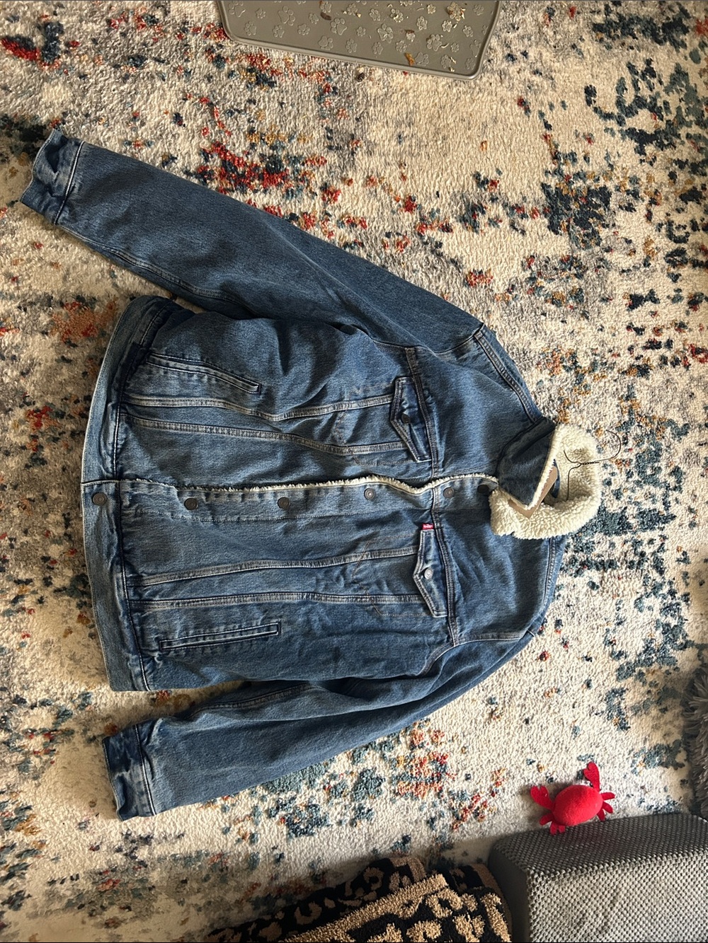 Levi's Blue Denim Jacket with Cream Sherpa Collar